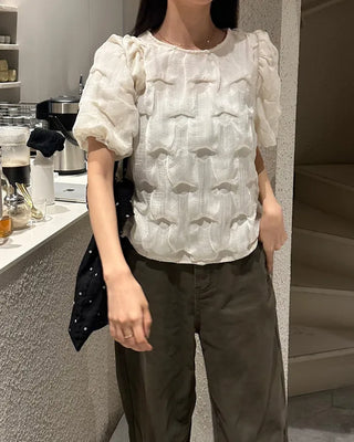 Button-down wide cotton pants