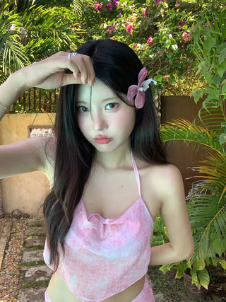 [3pcs] Drape Print Bikini Set