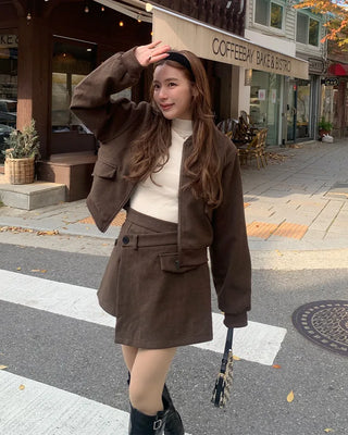 Crop jacket and skirt set