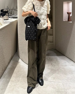 Wave puff ruffle sleeve blouse
