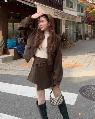 Crop jacket and skirt set