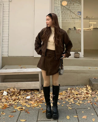 Crop jacket and skirt set
