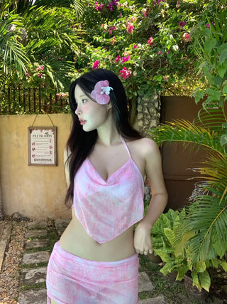 [3pcs] Drape Print Bikini Set