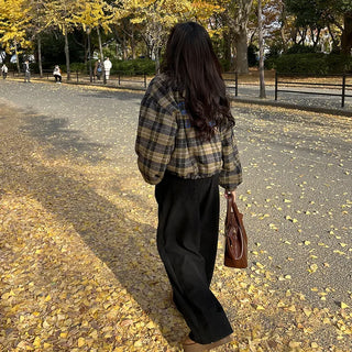 Corduroy strap wide pants