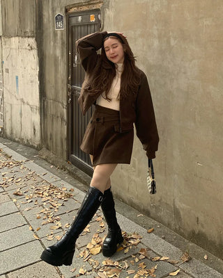Crop jacket and skirt set