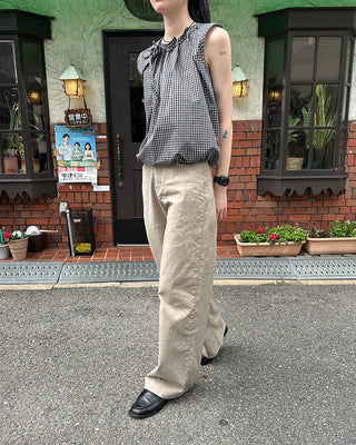 Waist bag, elastic waistband, cotton wide-leg pants