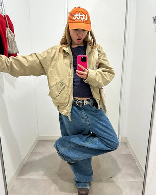Stand-neck flap double-zip blouson