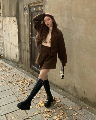 Crop jacket and skirt set