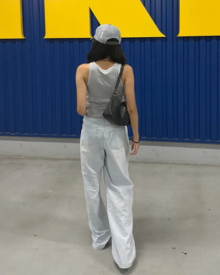 Pencil stripe summer light denim pants