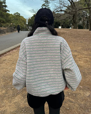 Double Border Half-Zip Boa Pullover