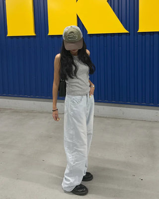 Pencil stripe summer light denim pants