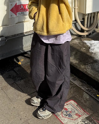 Nylon Parachute Wide Pants