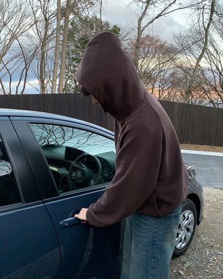 High-neck simple fleece hoodie