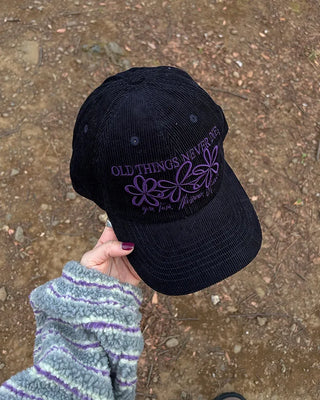 Triple Flower Stitch Corduroy Cap