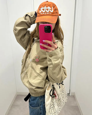 Stand-neck flap double-zip blouson