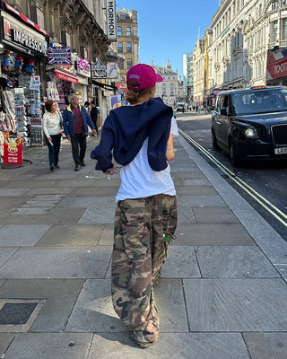 Hip pocket ring wide camouflage pants
