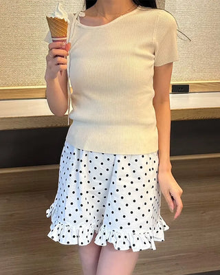 Asymmetrical Ribbon One-Shoulder Knit