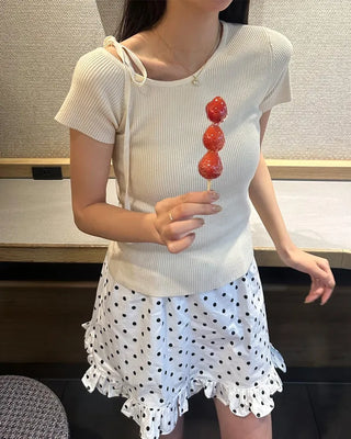 Asymmetrical Ribbon One-Shoulder Knit