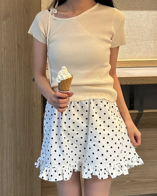 Asymmetrical Ribbon One-Shoulder Knit