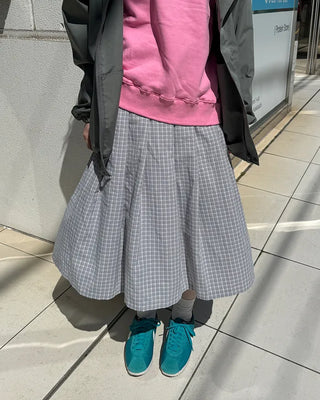 Checked pleated midi skirt