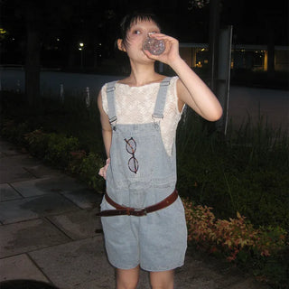 Denim Half Overalls