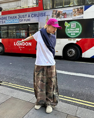 Hip pocket ring wide camouflage pants