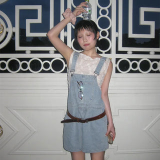 Denim Half Overalls