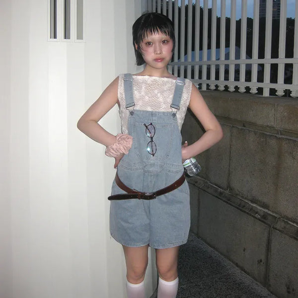 Denim Half Overalls