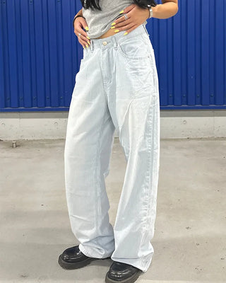 Pencil stripe summer light denim pants