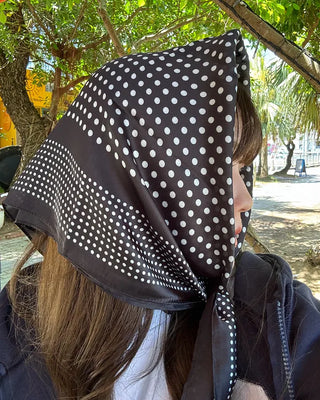 Monochrome polka dot scarf