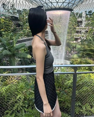 Halter neck ribbed camisole