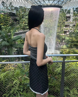 Halter neck ribbed camisole