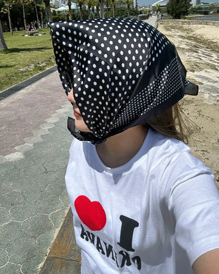 Monochrome polka dot scarf