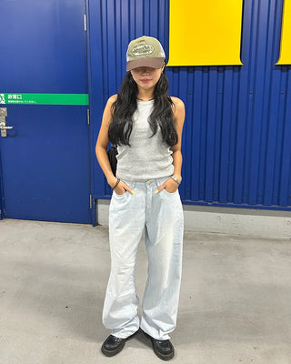 Pencil stripe summer light denim pants