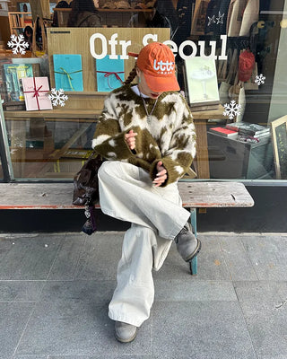 Cowhide Pattern Mohair Knit Loose Sweater