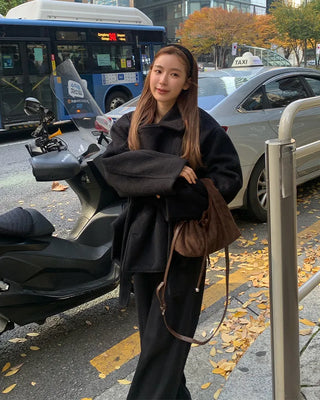 Ribbon String Point Suede Mini Bag