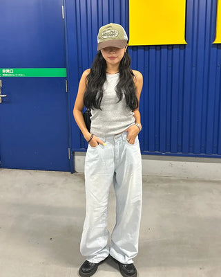 Pencil stripe summer light denim pants