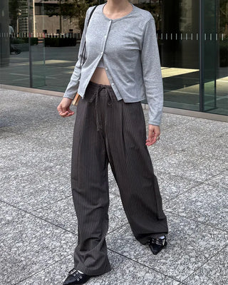 Striped string wide slacks