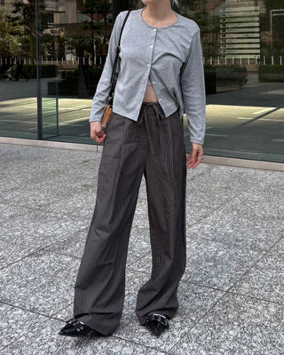 Striped string wide slacks