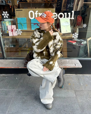 Cowhide Pattern Mohair Knit Loose Sweater