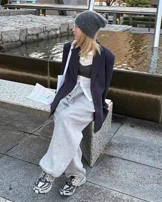 Striped Shoulder Pad Oversized Jacket