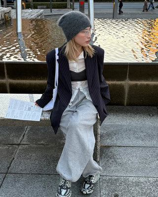 Striped Shoulder Pad Oversized Jacket
