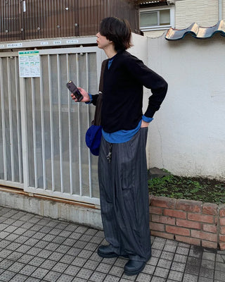 (Unisex) Striped Curved Slacks