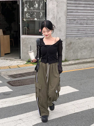 Track Line 2-Way Elastic Cargo Pants (2 colors)