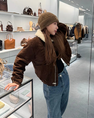 Fur Collar Point Blouson Jacket