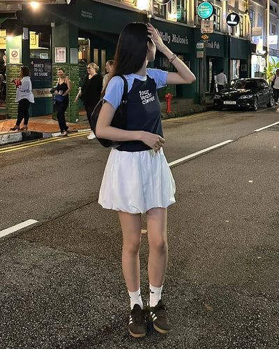 Wide-waisted elastic balloon shorts