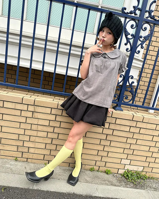 Simple summer ribbed knee-high socks