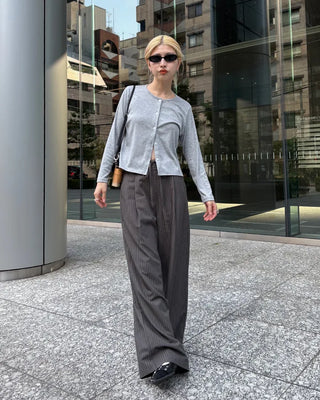 Striped string wide slacks