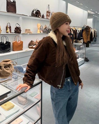 Fur Collar Point Blouson Jacket