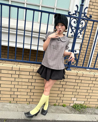 Simple summer ribbed knee-high socks